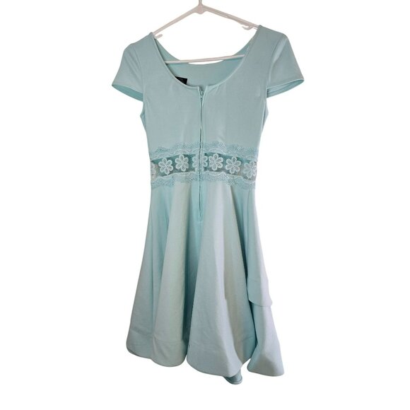 B. Darlin Seafoam Green Mini Apron Dress Size 3/4 Beautiful Elegant - Picture 2 of 9